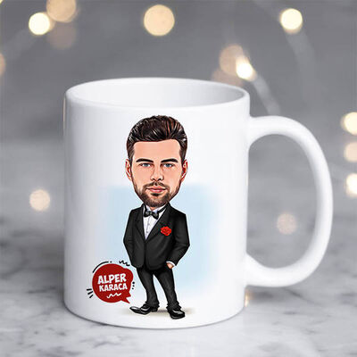 Karikatürlü Yakışıklı Erkek Kupa Bardak - 1