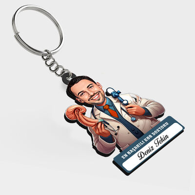 Karikatürlü - Yakışıklı KBB Doktoru İsimli Anahtarlık - 1