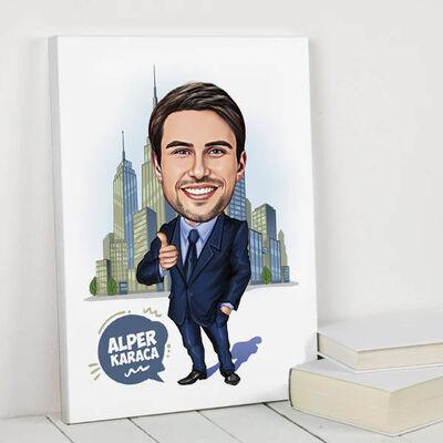 Karikatürlü Zengin İş Adamı Kanvas Tablo - 1