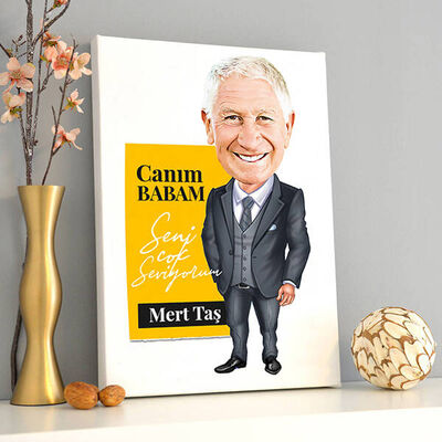 Karizmatik Babam Karikatürlü Kanvas Tablo - 2