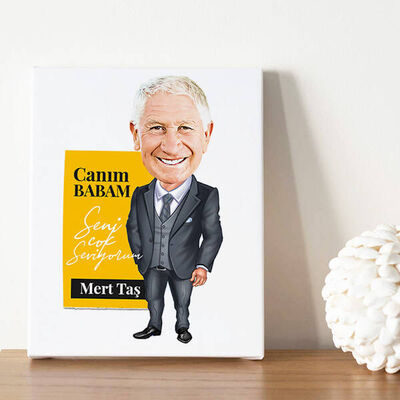 Karizmatik Babam Karikatürlü Kanvas Tablo - 3