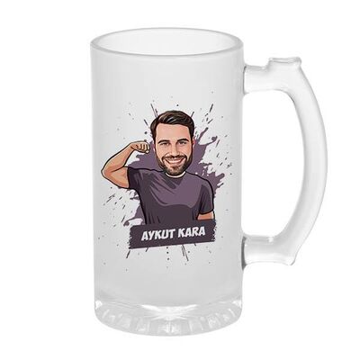 Karizmatik Erkek Karikatürlü Bira Bardağı - 1