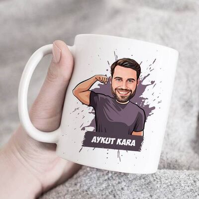 Karizmatik Erkek Karikatürlü Kupa Bardak - 1