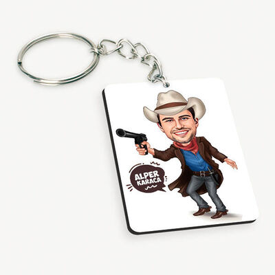 Karizmatik Kovboy Erkek Karikatürlü Anahtarlık - 1