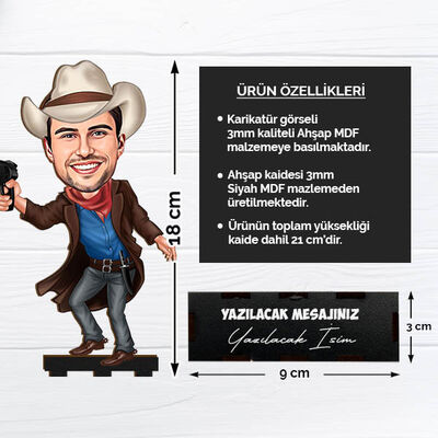 Karizmatik Kovboy Karikatürlü Biblo - 2