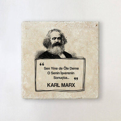 Karl Marx Esprili Taş Bardak Altlığı - 1