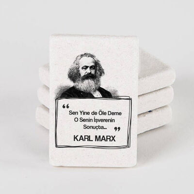 Karl Marx Esprili Taş Buzdolabı Magneti - 1