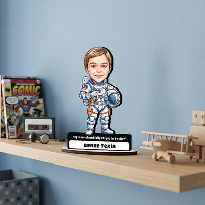 Kaşif Astronot Erkek Çocuk Karikatürlü Biblo - 1