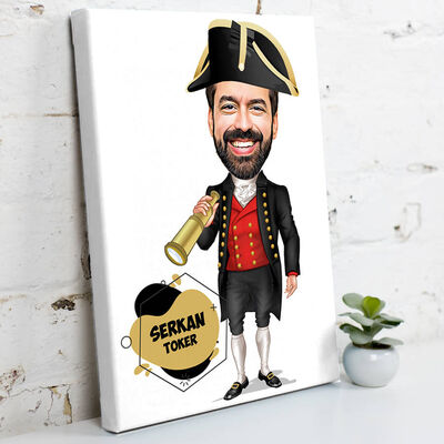Kaşif Erkek Karikatürlü Kanvas Tablo - 1