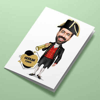 Kaşif Erkek Karikatürlü Tebrik Kartı - 1
