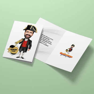 Kaşif Erkek Karikatürlü Tebrik Kartı - 3