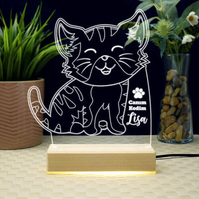 Kedi Tasarımlı 3d Led Lamba - 1