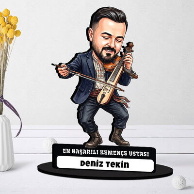 Kemençe Ustası Müzisyen Erkek Karikatürlü Biblo - 1