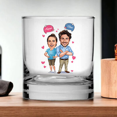 Kendilerine Güvenen Çiftler Karikatürlü Viski Kadehi - 3