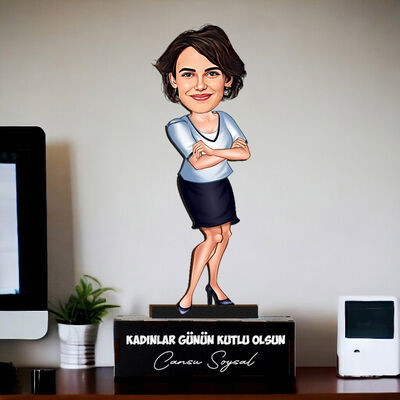 Kendine Güvenen Kadın Karikatürlü Biblo - 1