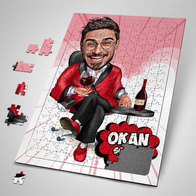 Keyfine Düşkün Adam Karikatürlü Puzzle - 1