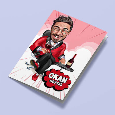 Keyif Çatan Erkek Karikatürlü Tebrik Kartı - 1