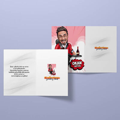 Keyif Çatan Erkek Karikatürlü Tebrik Kartı - 2