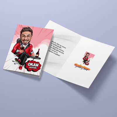 Keyif Çatan Erkek Karikatürlü Tebrik Kartı - 3