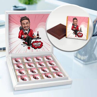 Keyif Yapan Patron Karikatürlü Çikolata Kutusu - 1