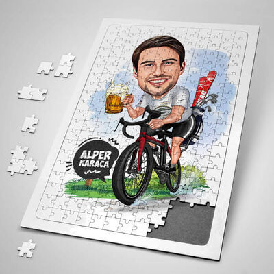 Keyifçi Erkek Karikatürlü Puzzle - 1