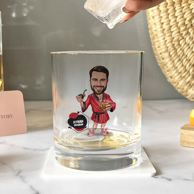 Keyifli Erkek Karikatürlü Viski Bardağı - 2