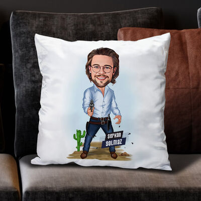 Kibar Kovboy Karikatürlü Yastık - 1