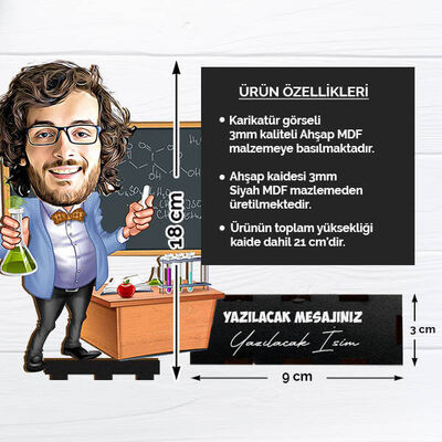 Kimyacı Erkek Öğretmen Karikatürlü Biblo - 2