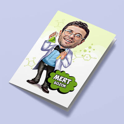 Kimyager Erkek Karikatürlü Tebrik Kartı - 1
