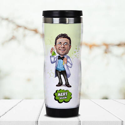 Kimyager Karikatürlü Termos Bardak - 1