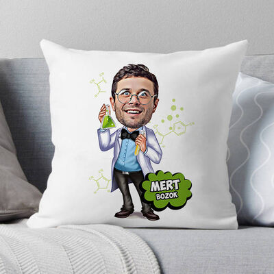 Kimyager Karikatürlü Yastık - 1