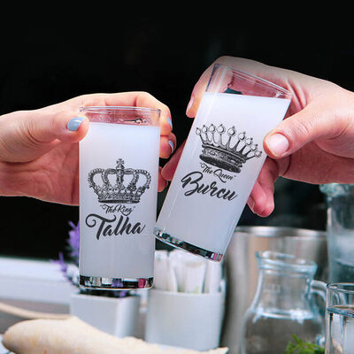 King And Queen İsimli 2li Rakı Bardağı - 1