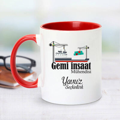 Kırmızı Kupa Bardak Gemi İnşaat Mühendislerine Özel - 1