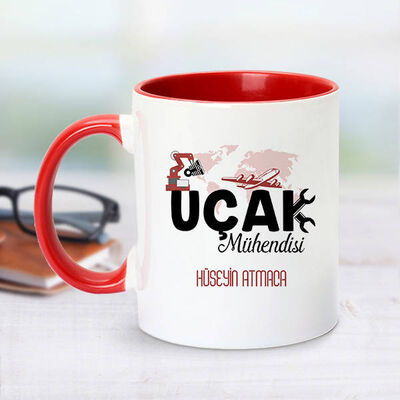 Kırmızı Kupa Bardak Uçak Mühendislerine Özel - 1