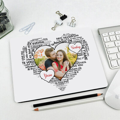 Kişiye Özel 100 Dilde Seni Seviyorum Mousepad - 1