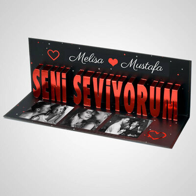 Kişiye Özel 3D Seni Seviyorum Kartı - 2