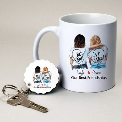 Kişiye Özel Best Friends Kupa ve Anahtarlık - 2
