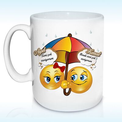 Kişiye Özel Aşık Emoji Kupa Bardak - 2