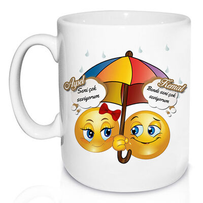 Kişiye Özel Aşık Emoji Kupa Bardak - 1