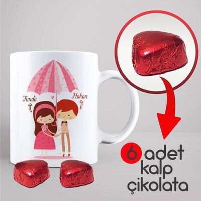 Kişiye Özel Aşk Yağmuru Kupa ve Çikolata - 2