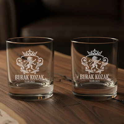 Kişiye Özel Babaya Hediye İkili Prestige Glass Viski Bardağı - 1