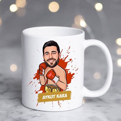 Kişiye Özel Boksör Karikatürlü Kupa Bardak - 2