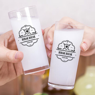 Kişiye Özel Doğum Günü Tarihli İkili Rakı Bardağı - 2