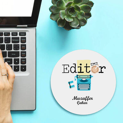 Kişiye Özel Editörler İçin Yuvarlak Mousepad - 1