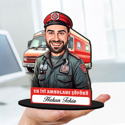 Kişiye Özel Erkek Ambülans Şoförüne Hediye Karikatürlü Biblo - 1