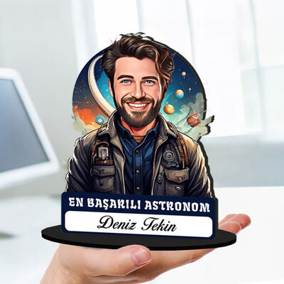 Kişiye Özel Erkek Astronoma Hediye Karikatürlü Biblo - 1
