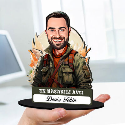 Kişiye Özel Erkek Avcıya Hediye Karikatürlü Biblo - 1