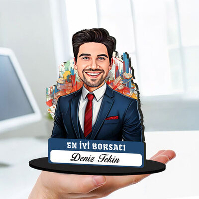 Kişiye Özel Erkek Borsacıya Hediye Karikatürlü Biblo - 1