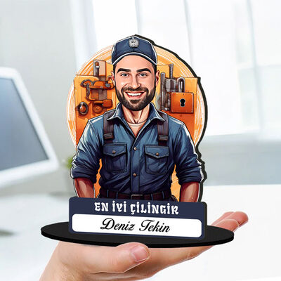 Kişiye Özel Erkek Çilingire Hediye Karikatürlü Biblo - 1