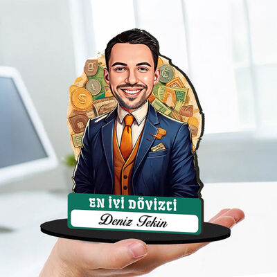 Kişiye Özel Erkek Dövizciye Hediye Karikatürlü Biblo - 1